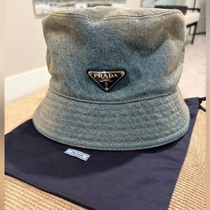 Prada Light Blue Denim Bucket Hat